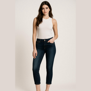 Express Womens Dark Wash Mid Rise Cropped Legging Denim Skinny Jeans Size 6